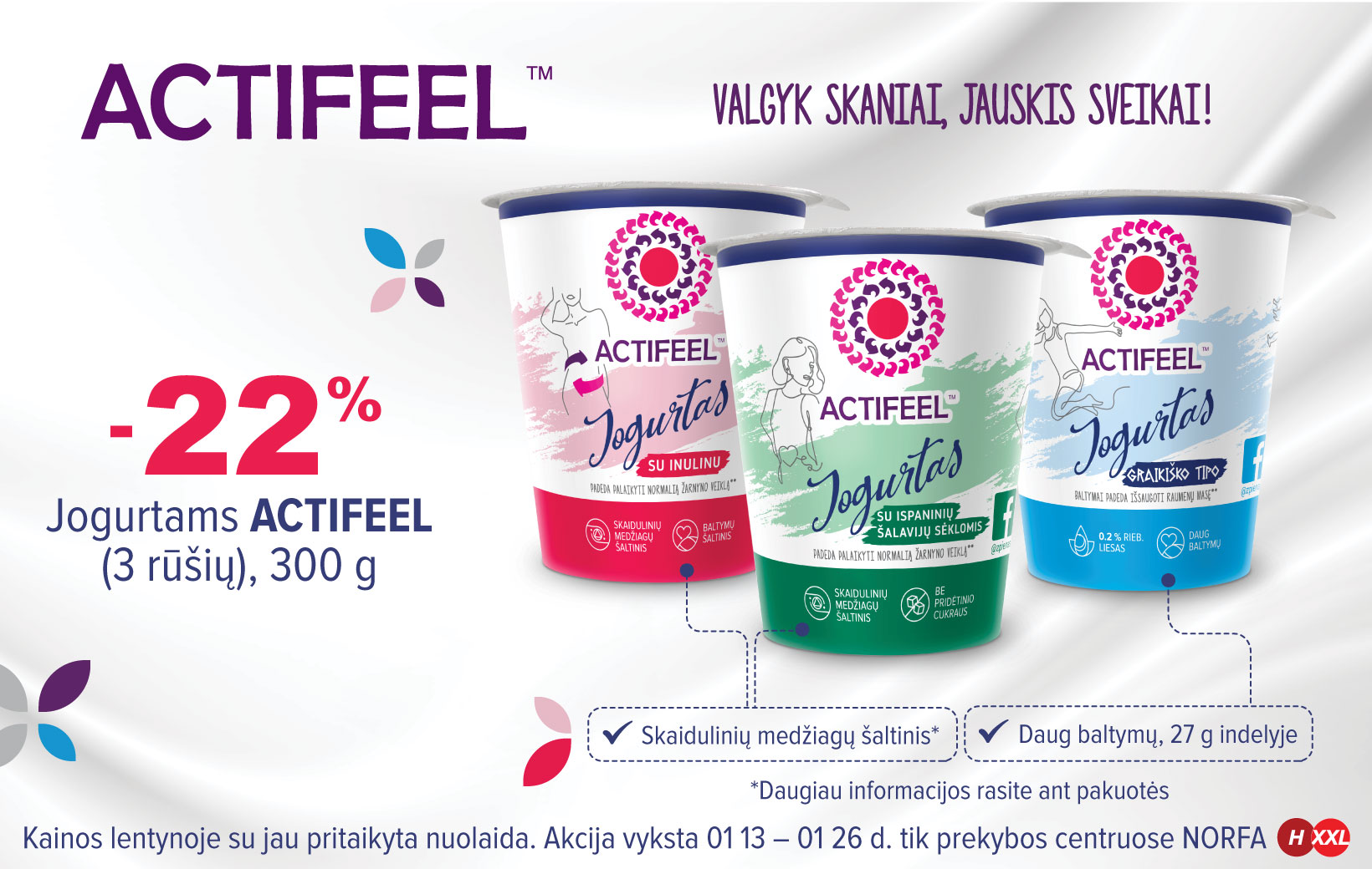 Jogurtų ACTIFEEL akcija