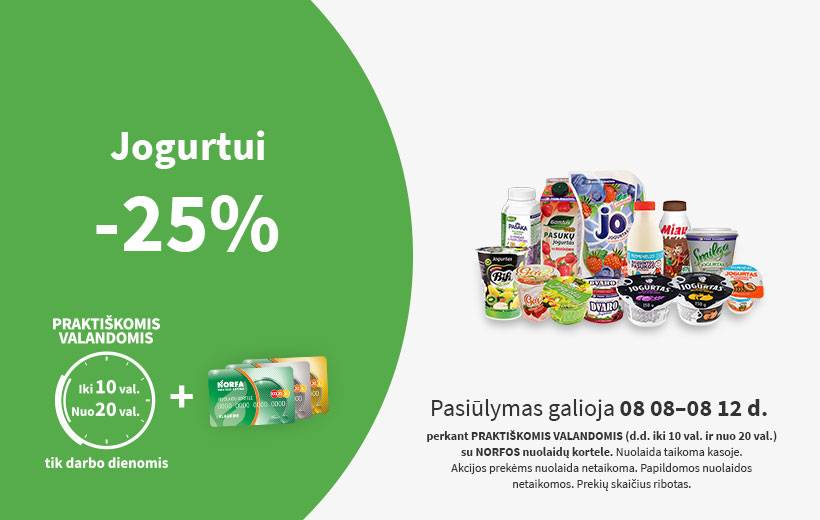 Nuolaida jogurtui PRAKTIŠKOMIS VALANDOMIS 08 08-08 12 d.
