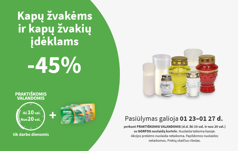 Nuolaida kapų žvakėms PRAKTIŠKOMIS VALANDOMIS sausio 23-27 d.