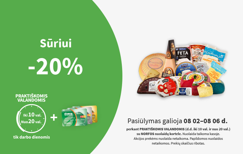 Nuolaida sūriui PRAKTIŠKOMIS VALANDOMIS 08 02-08 06 d.