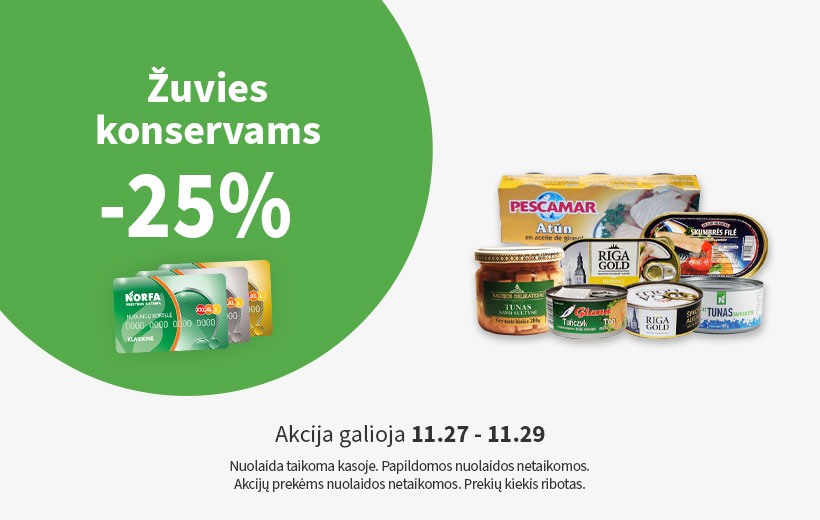 Savaitgalio nuolaida žuvies konservams