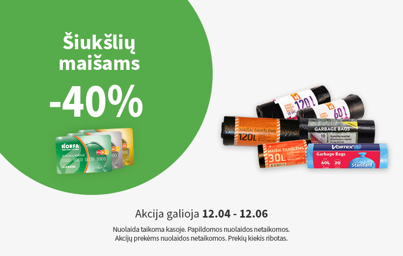Savaitgalio nuolaida šiukšlių maišams