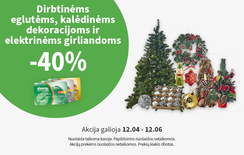 Savaitgalio nuolaida dirbinėms eglutėms ir kalėdinėms dekoracijoms