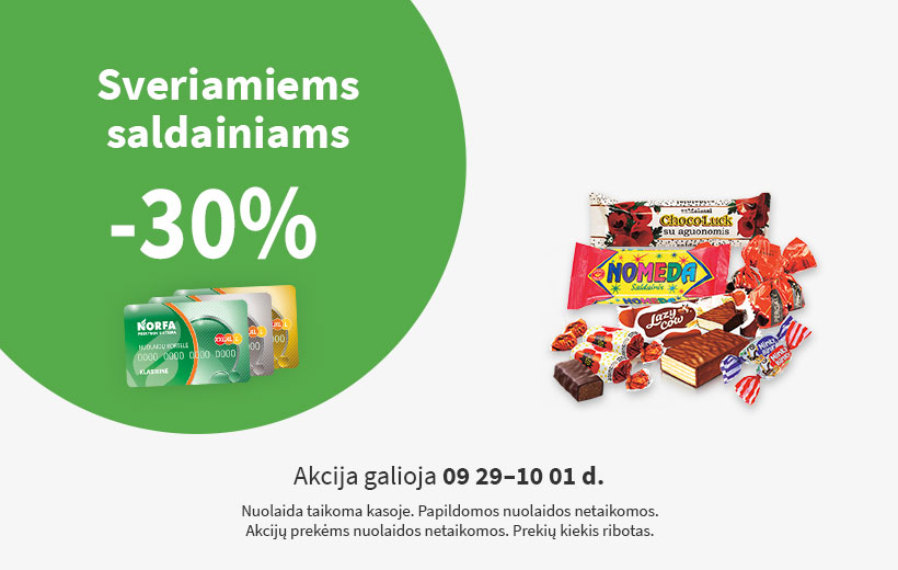 SAVAITGALIO PASIŪLYMAI sveriamiems saldainiams 09 29-10 01 d.