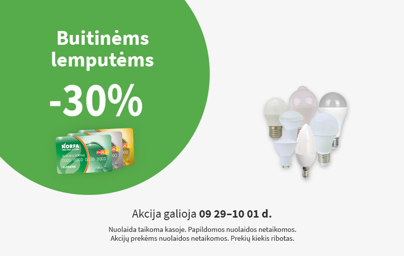 SAVAITGALIO NUOLAIDA buitinėms lemputėms 09 29-10 01 d.