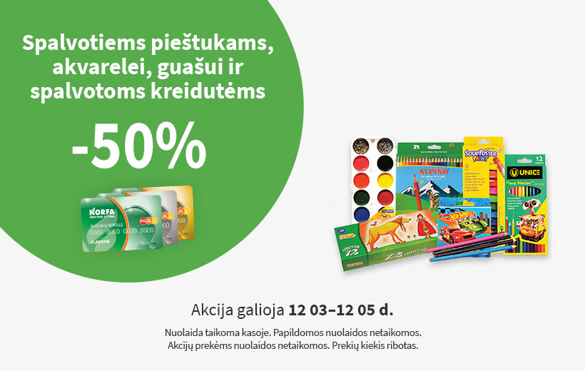 SAVAITGALIO NUOLAIDA spalvotiems pieštukams, akvarelei, guašui ir spalvotoms kreidutėms 12 03-05 d.
