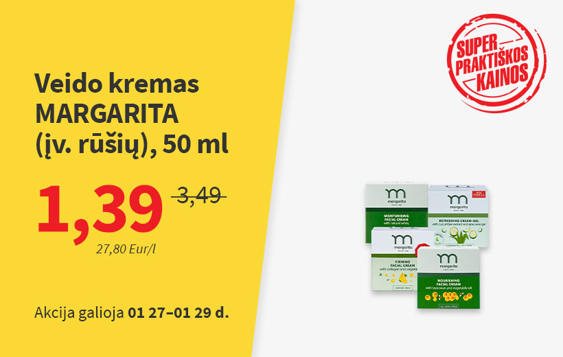 SUPER PRAKTIŠKA KAINA veido kremas MARGARITA
