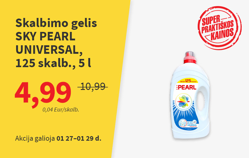 SUPER PRAKTIŠKA KAINA skalbimo gelis SKY PEARL UNIVERSAL