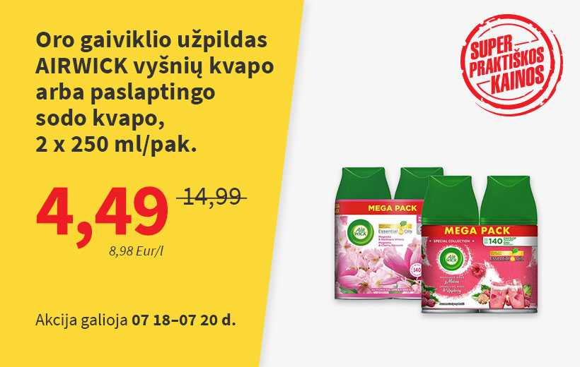 SUPER PRAKTIŠKA KAINA oro gaiviklio užpildas AIRWICK