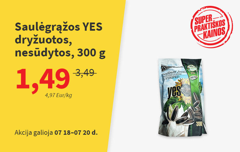 SUPER PRAKTIŠKA KAINA saulėgrąžos YES 