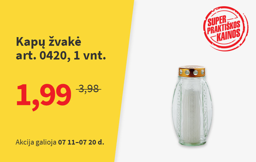 SUPER PRAKTIŠKA KAINA kapų žvakei