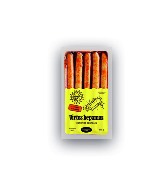 Virtos kep. vištienos dešrel. KLEVŲ BBQ mar., 280 g/pak.