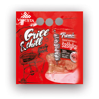 Sausai marinuotas kiaulienos šašlykas GRILL&CHILL, 1 kg/pak.