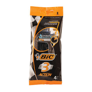 Vienkartiniai skustuvai BIC3 ACTION BAG, 4 vnt./pak.