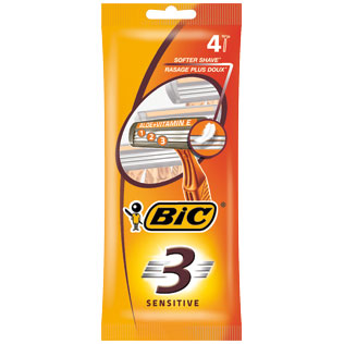 Vienkartiniai skustuvai BIC 3 SENSITIVE, 4 vnt./pak.