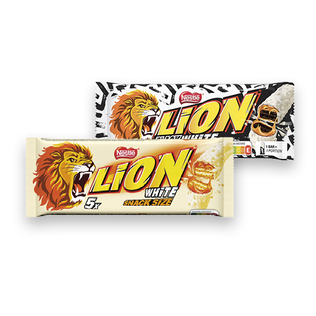 Batonėl. LION WHITE arba BLACK WHITE 5 x 30 g/pak., 150 g/pak.