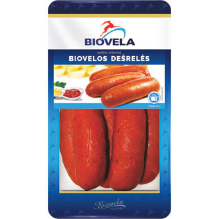Karštai rūkytos dešrelės BIOVELA, 570 g
