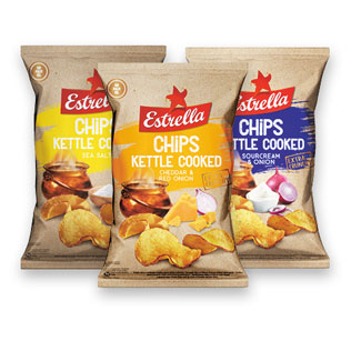 Bulvių traškučiai ESTRELLA KETTLE (3 rūšių), 120 g