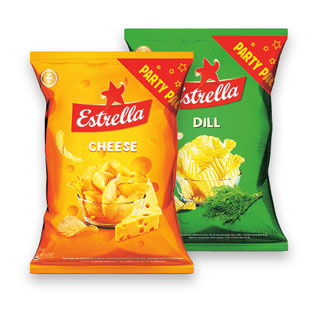 Bulvių traškučiai su krapais arba sūrio skonio ESTRELLA, 180 g