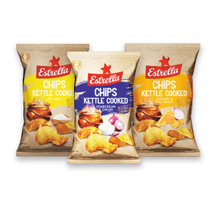 Bulvių traškučiai ESTRELLA KETTLE COOKED (3 rūšių), 120 g