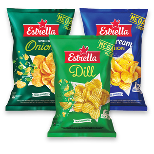 Bulvių traškučiai ESTRELLA (3 rūšių), 250 g