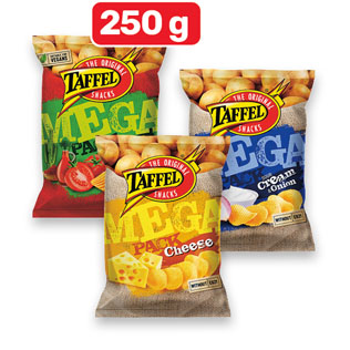 Bulvių traškučiai TAFFEL MEGA (3 rūšių), 250 g