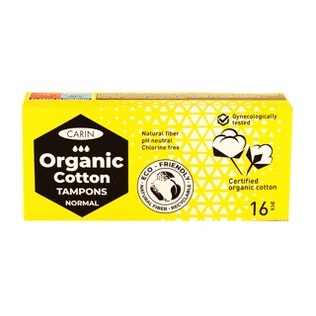 Hig. tamponai CARIN ORGANIC COTTON NORMAL, 16 vnt./pak.