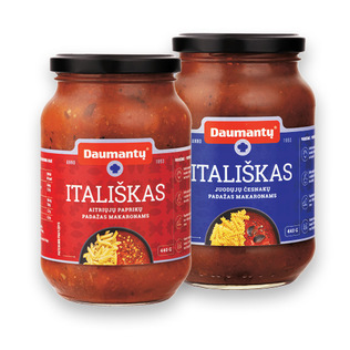 DAUMANTŲ ITALIŠKAS pom. padažas makar. juodųjų česnakų, aitriųjų paprikų, 440 g