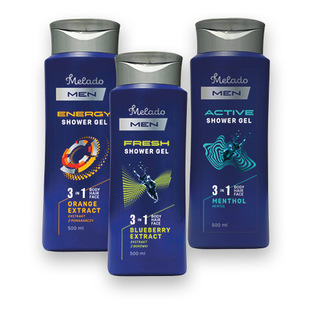 Dušo želė vyrams MELADO MEN 3IN1 (3 rūšių), 500 ml