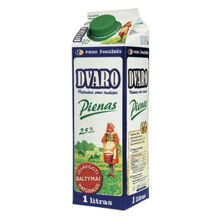 DVARO pienas, 2,5% rieb., 1 l