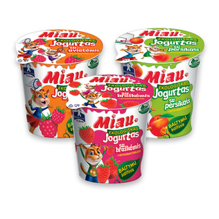 Ekolog. jogurtas MIAU (3 rūšių), 3,7 % rieb., 125 g