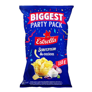 Griet. ir svogūnų skonio bulvių traškučiai ESTRELLA, 350 g
