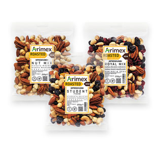 Fas.riešutų mišiniams ARIMEX PREMIUM ROASTED (3 rūšių), 250 g/pak.