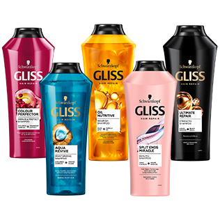 Plaukų šampūnas GLISS (įv.rūšių), 400 ml 