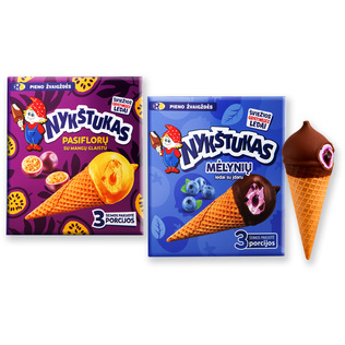 Grietininių ledų NYKŠTUKAS rinkinys, 2 rūšių, 3 x 150 ml/pak.
