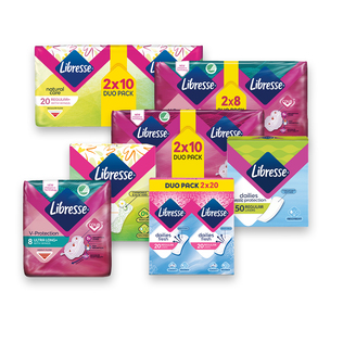 Higieniniams paketams ir įklotams LIBRESSE (įv. rūšių), 8-50 vnt./pak.