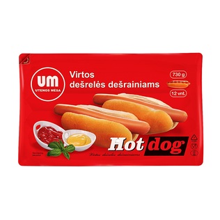 Virtos dešrelės dešrainiams HOT DOG, 730 g