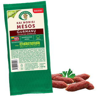 Vytintos GURMANŲ dešrelės KAI NORISI MĖSOS, 150 g