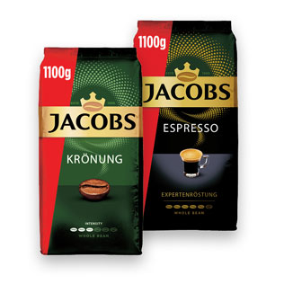 Kavos pupelės JACOBS KRONUNG arba ESPRESSO, 1,1 kg