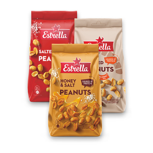Kepinti žemės riešutai ESTRELLA (3 rūšių), 240 g