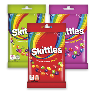 Kramt. saldainiai SKITTLES (3 rūšių), 95 g