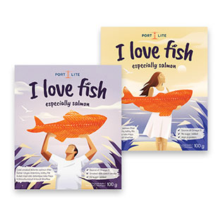 Lašišų filė PORT LITE I LOVE FISH (2 rūšių), 100 g