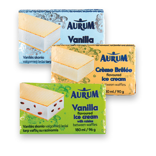 Ledai tarp vaflių AURUM (3 rūšių), 182 ml