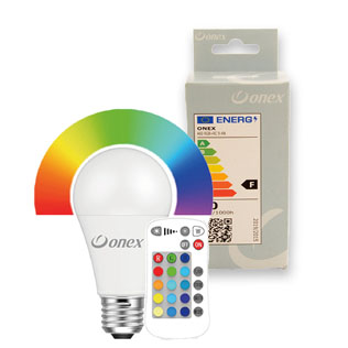 Lemputė LED, RGB 9,4 W ONEX, art. P A60, 1 vnt