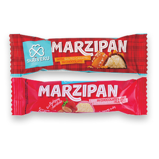 Marc. bat. MARZIPAN brašk. sk. su balt .šok. arba sūr. kar. su pien šok., 40 g