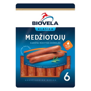 MEDŽIOTOJŲ karštai rūkytos dešrelės KLASIKA, 250 g