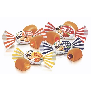 Sveriami saldainiai MINKY BINKY TOFFEE WITH JELLY FILLING, 1 kg