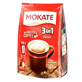 Tirpusis kavos gėrimas MOKATE 3 IN 1 CLASSIC, 10 x 17 g/pak.