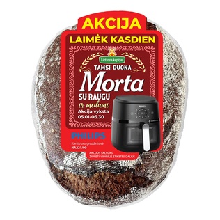 Tamsi duona su raugu ir medumi MORTA, 500 g