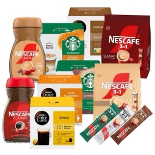 Tirpiajai kavai, kavos gėrimams ir kavos kaps. NESCAFE (įv. rūšių)